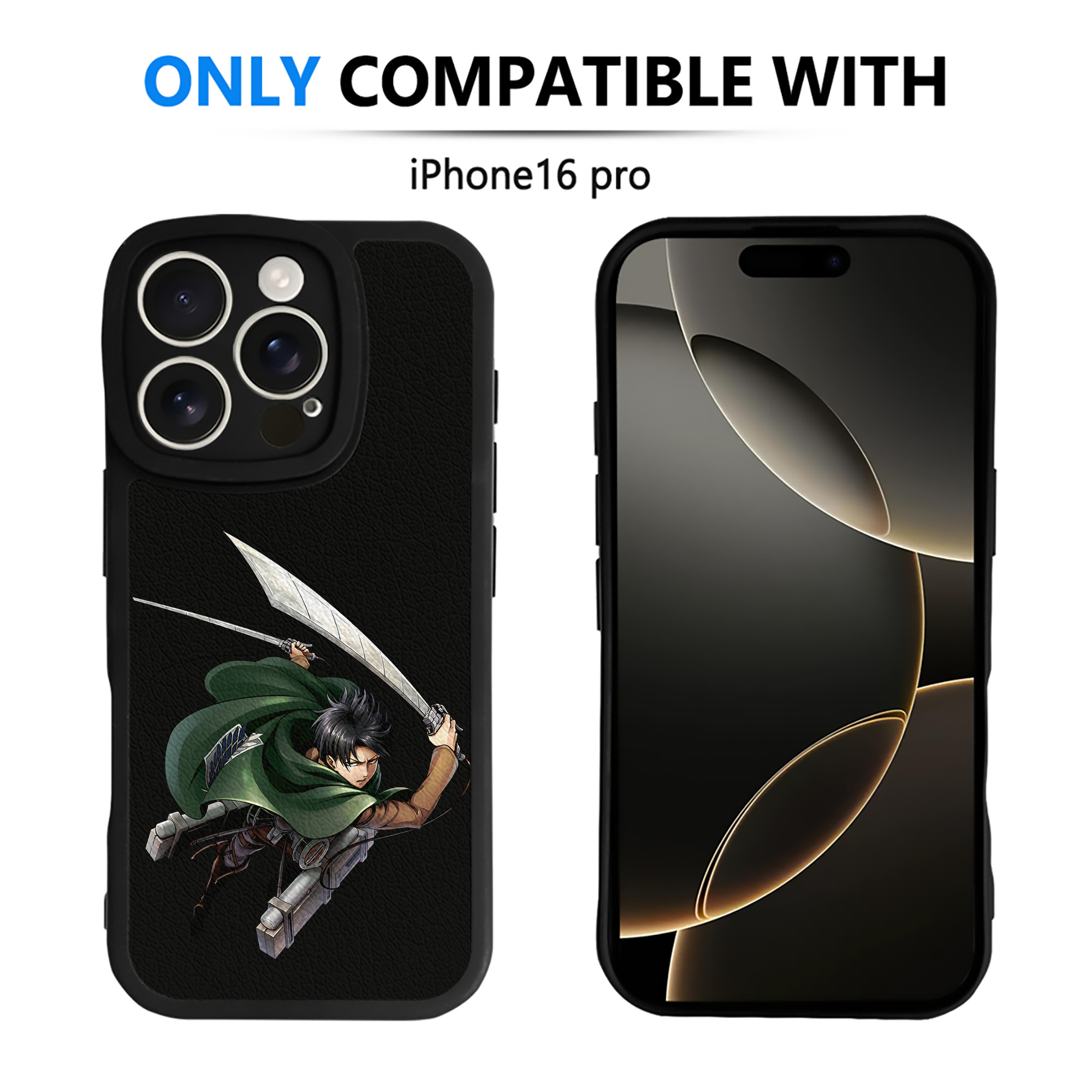 （画像用） 進撃の巨人 リヴァイ·アッカーマン Attack on Titan Levi Ackerman 【iPhone 16シリーズ対応】シリコンスマホケース（レザー調） 材質：シリコン